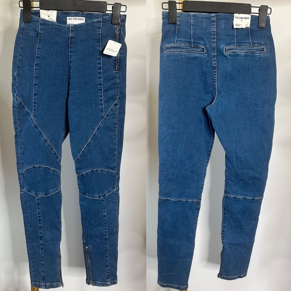 NWT Free People Bella Moto Mid Rise Skinny Jeans - Picture 2 of 8